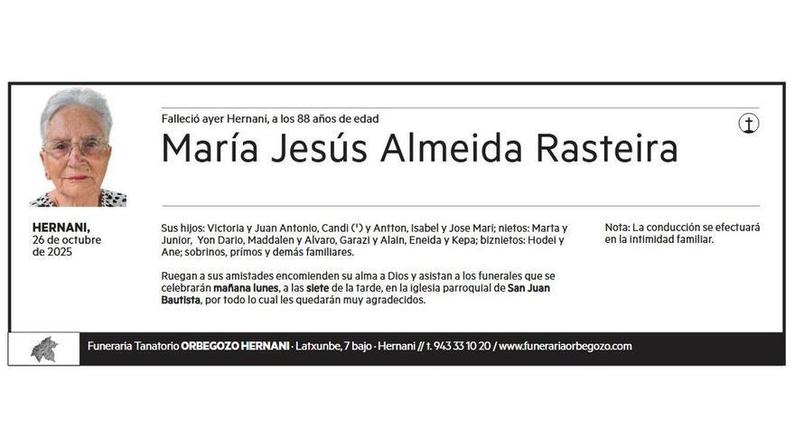 MARIA JESUS ALMEIDA RASTEIRA