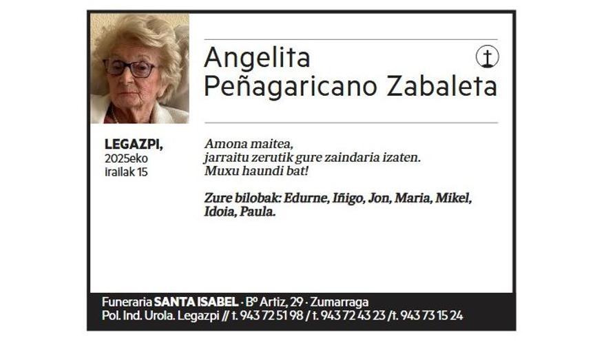 ANGELITA PEÑAGARICANO ZABALETA
