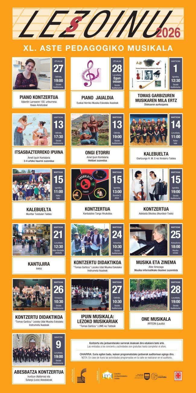 Lesoinu 2026ko egitaraua.