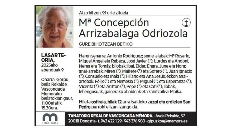 Mª CONCEPCION ARRIZABALA OLAIZOLA