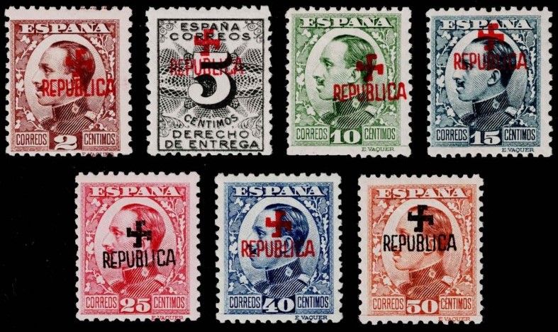 Sellos del régimen monárquico de Alfonso XIII con sobreimpresiones