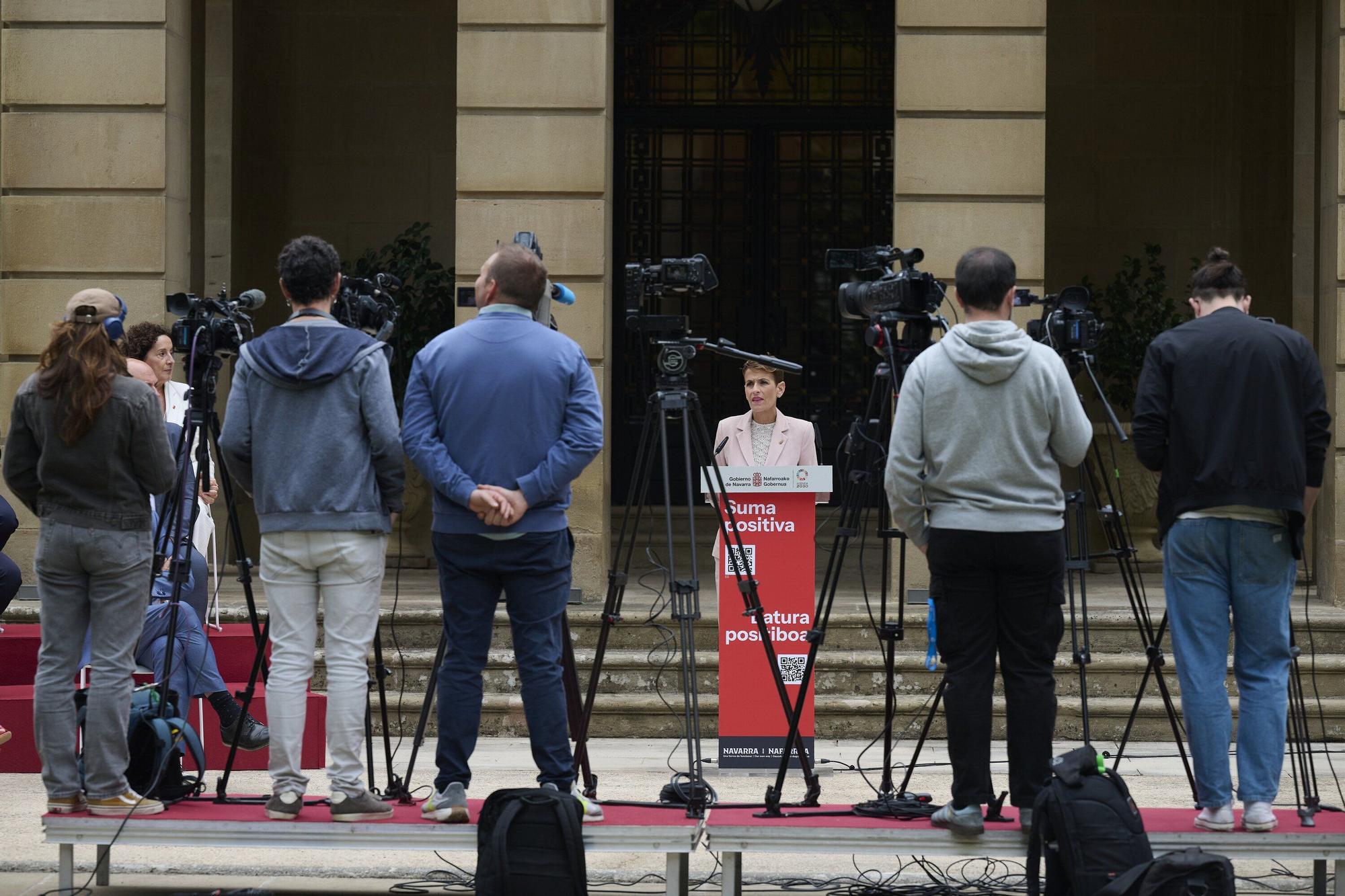 Rueda de prensa de María Chivite en la presentación del balance de mitad de legislatura