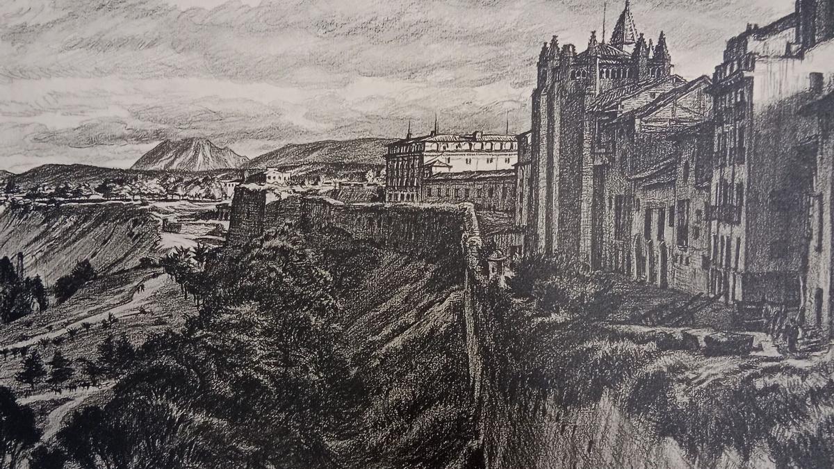Grabado de la Ronda del obispo Barbazán, de Muirhead Bone.