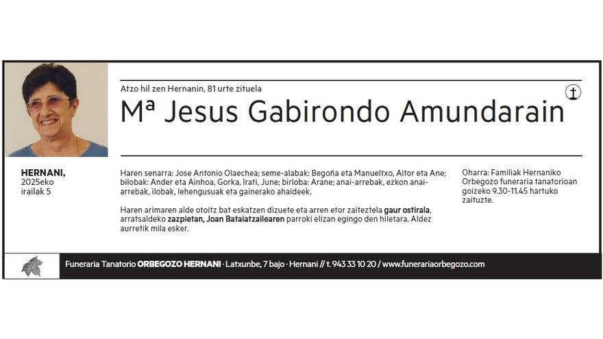 Mª JESUS GABIRONDO AMUNDARAIN