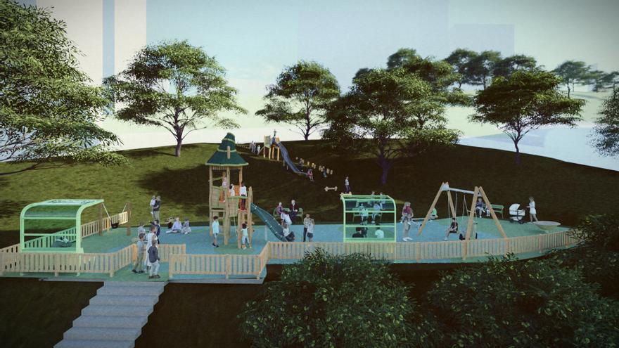 Así será la nueva área infantil de Otxarkoaga: madera, trepas y un gran tobogán