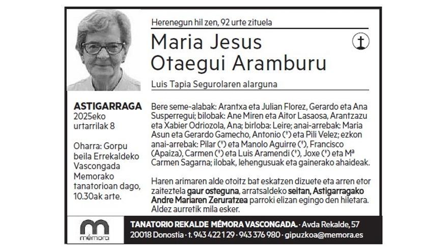 MARIA JESUS OTAEGUI ARAMBURU