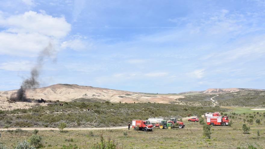 Simulacro de incendio forestal en Bardenas Reales