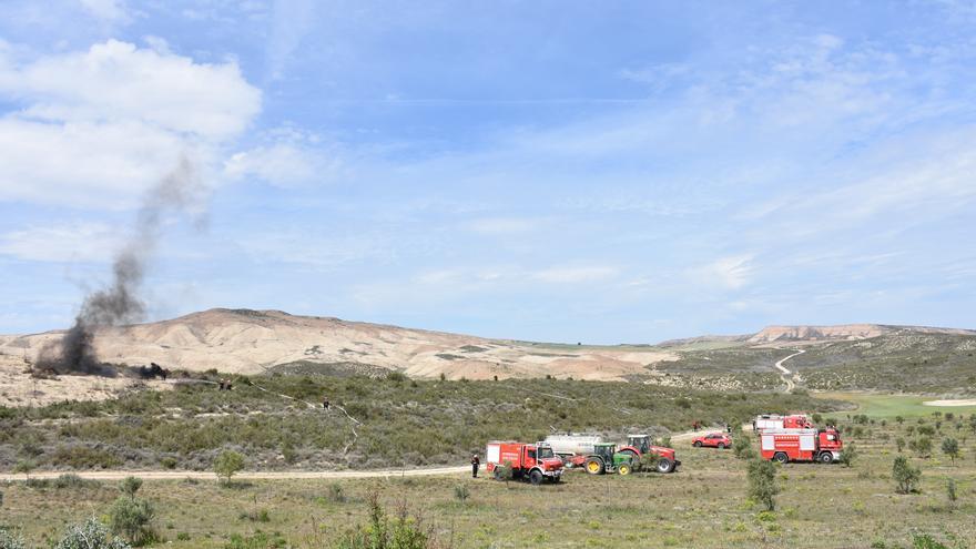 Más de 40 personas participan en un simulacro de incendio forestal en Bardenas Reales